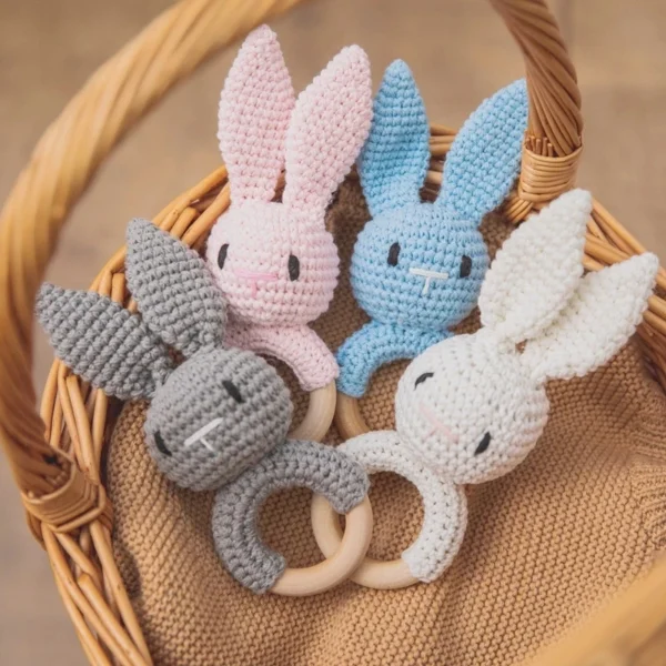 1Pc Customized Baby Teether Wooden Bracelet Crochet Rattle Toys BPA Free Crochet Lemon Bunny Rodent Rattle Newborn Toys Gift - Image 4