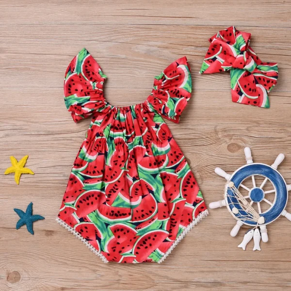 New Infant Toddler Newborn Baby Girls Watermelon Printed Sleeveless Bodysuit Sunsuit Jumpsuit Casual Clothes - Image 4