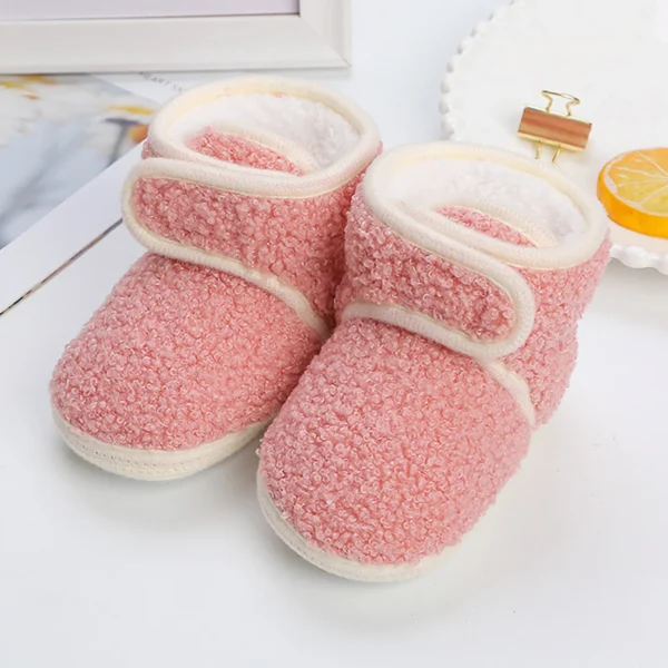 Baby Girl Shoes Toddler Fleece Warm Boots Shoes Fashion Printing Non Slip Breathable Nude Boots - Image 3