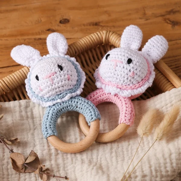 1Pc Customized Baby Teether Wooden Bracelet Crochet Rattle Toys BPA Free Crochet Lemon Bunny Rodent Rattle Newborn Toys Gift - Image 2